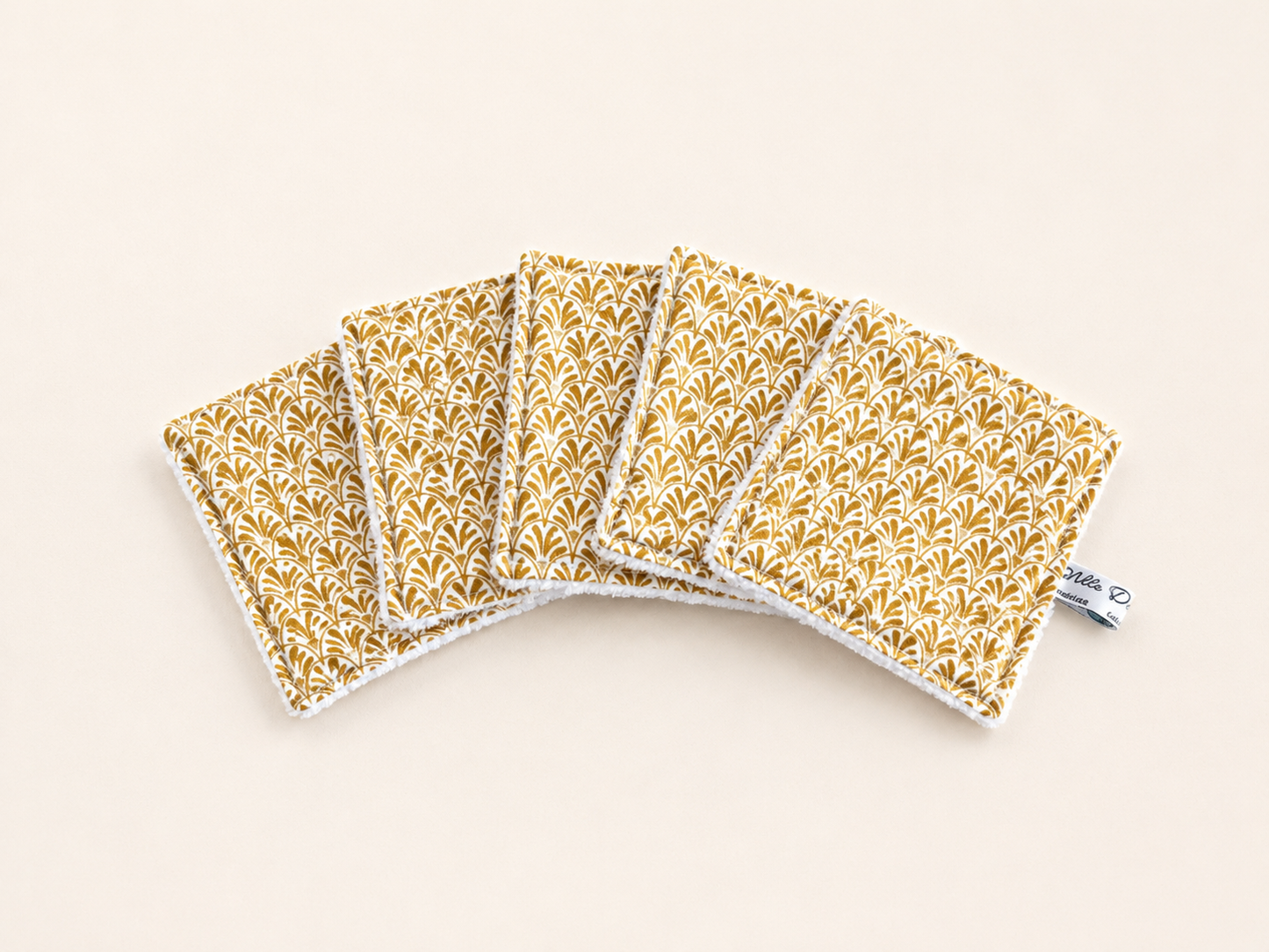 lot de 5 lingettes  japonais éventails jaunes
