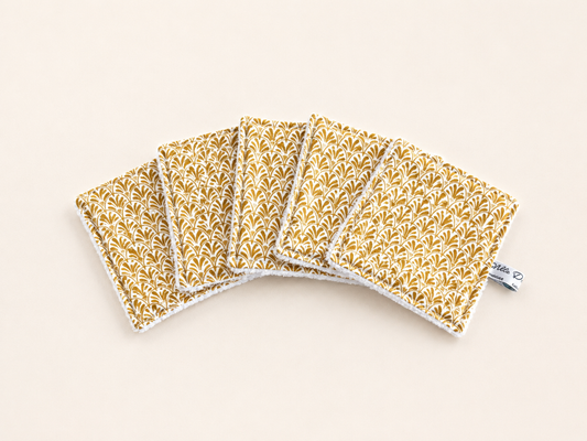 lot de 5 lingettes japonais éventails jaunes